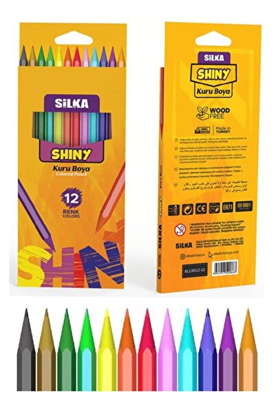 Silka 12'li Kuru Boya 1 Paket Shiny 12 Renk Tam Boy Kuruboya Karton Kutu %100...