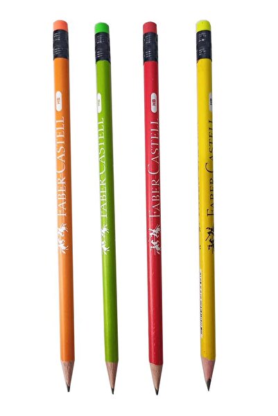 Faber Castell 4 BlackHBPencils - with Eraser and Pattern