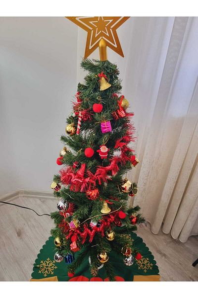 Leva House Christmas Red Glitter Ornament Coil Tree
