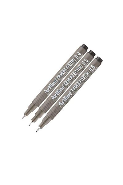 artline Technical Drawing Pen 0.4 - 0.5 - 0.6 Mm Black Set of 3 Drawing Technical Drawing Pen