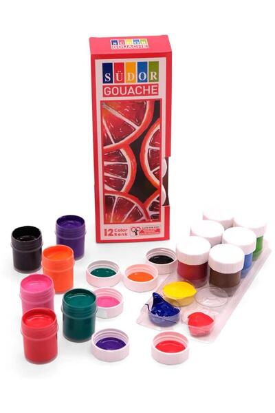 Genel Markalar Guaj Boya 12 Renk x 20 Ml Su Bazlı Tüp 1 Paket Guaj Boya Seti Şişe İçerisinde 12 li