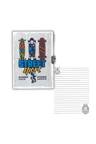 Fly Art Hatıra Defteri Kaykay Figürlü Kilitli Erkek Modeli Günlük Defteri Fly...