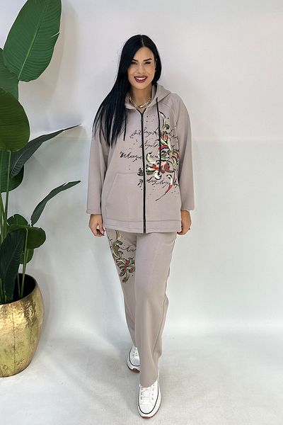 GÖKSEL Plus Size Floral Printed Writing Set - Beige