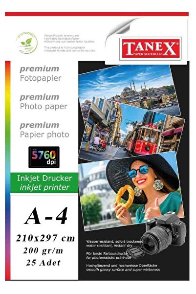 Tanex Fotoğraf Baskı Kağıdı A-4 200 Gr/m2 25'li 1 Paket A4 Fotoğraf Kağıdı Of...
