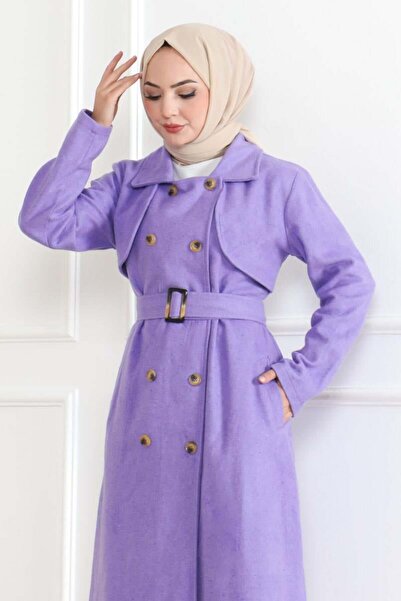 SGS Παλτό λιλά διπλό πέτο Kaşe