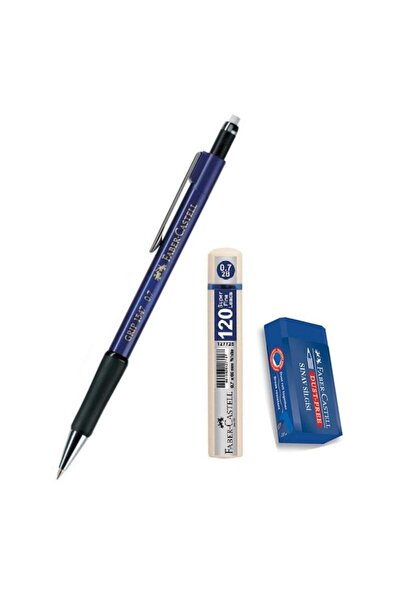 Faber Castell Tip Pen Navy Blue 0.7 1347 Faber 120 Pcs Tip and Exam Eraser Ve...