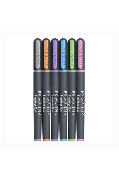 Adel Fineliner 6-Piece Pastel Fine Point Pen Prime Ink 6 Colors 1 Pack