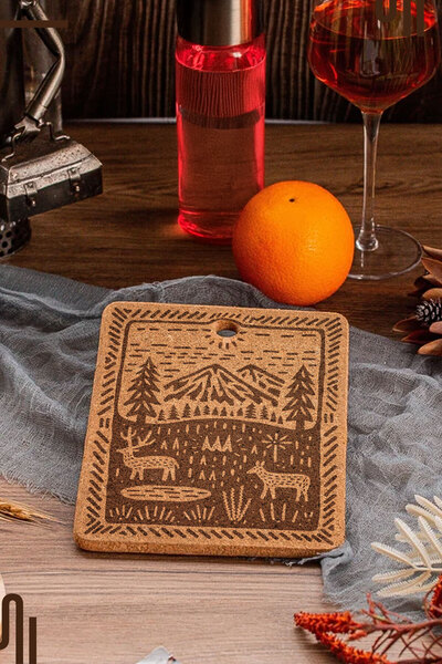 Home Wild Serenity Tasarımlı Mantar Nihale, Tava ve Tencere Altlığı, 1 Adet (...