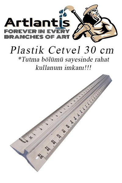 Artlantis Ruler 30 cm Plastic Transparent 1 Piece with Tribli Deciometer School Classroom Student Easy to Hold Ruler 30 cm