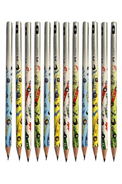 Faber Castell Kurşun Kalem 12 Adet Arabalar 2B Siyah Kurşun Kalem Araba Desen...