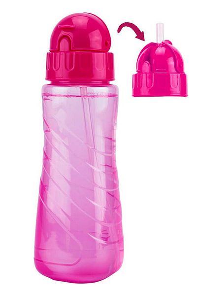 Nova Color Water Bottle 500 ml Pink 1 Piece Plastic Water Bottle 500 cc Water Bottle with Straw School Water Bottle