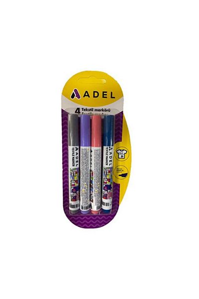 Adel Textile Fabric Pen Marker 4 Colors Felt Tip Pen 1 Pack Fabric Pen 4 Pieces