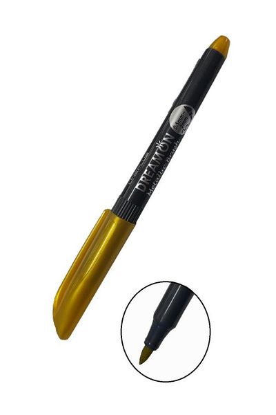 Lineplus Graphic Pen and Invitation Pen Metallic Gold Yellow Dreamon 1 Piece 0.5-2.0 Mm Metallic Brus