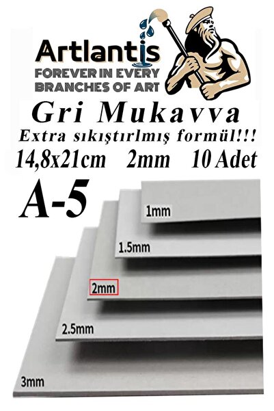 Artlantis A5 Mukavva Gri 2 mm 10 Adet 1 Paket 14,8x21 cm A-5 Mukavva 2,0 mm K...