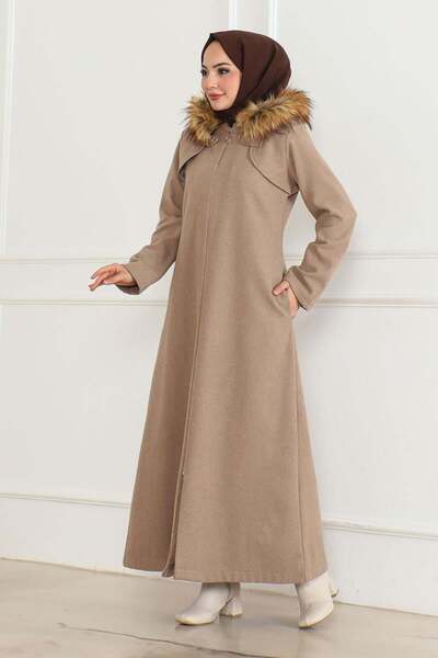 SGS Παλτό από βιζόν ανοιχτόχρωμο - Με γούνα στην κουκούλα