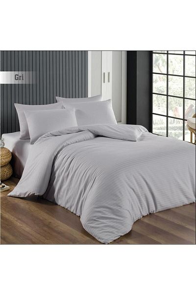 Rebeka Home Collection Σετ Παπλωματοθήκη Γκρι Διπλό Σατέν