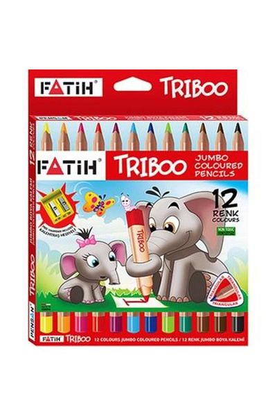 Fatih 12 Colors Jumbo Color Pencil Sharpener Gift Triboo Jumbo Dry Paint 12 Colors Cardboard Box Pencil Sharpener