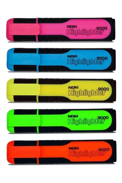 Noki Highlighter Marker Pen 5 Colors 1 Pack Highlighter 5 Colors Highlighter Marker Pen Neon Colors