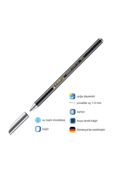 Edding Grafik Kalemi Ve Davetiye Kalemi Metalik Gümüş Gri 1200 1 Adet Gümüş G...