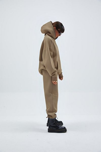 BayBayan Γυναικεία Oversize Casual Hooded Kangaroo Pocket 3 Thread Hooded Σετ χειμερινής φόρμας