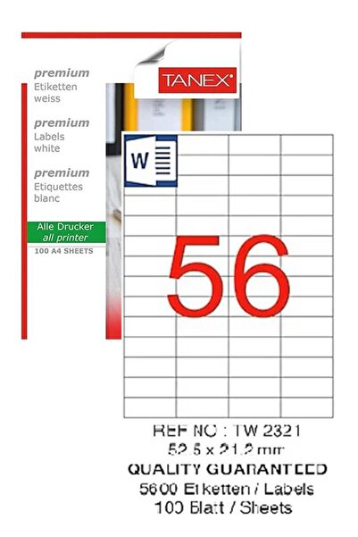 Tanex Kompjuterska etiketa TW-2321 52.5x21.2 mm 100 komada laserska etiketa 1...