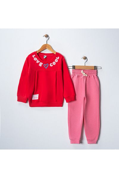 Nai baby Girl's Basic Model Three Thread Raster Thick Tracksuit Set