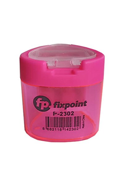 FixPoint Kalemtraş Çift Gözlü Üçgen Pembe 1 Adet Hazneli Kalemtraş Canlı Renk...