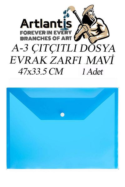 Artlantis A3 Snap File Blue 1 Piece A-3 Snap Envelope File Transparent 47x33.5 Cm Large Size Snap File