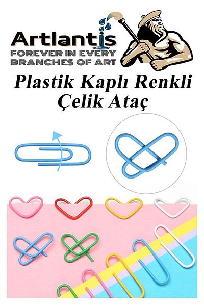 Artlantis Paper Clip Colored Metal Plastic Coating 100 Pieces Medium Size 1 Pack Paper Clip School Office Document Organization Stainless