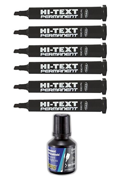 Artlantis Black Hi-Text Marker - 6 Pieces, 30 Ml, Permanent Pen, Cut Tip Ink