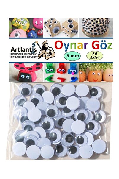 Artlantis Oynar Göz Siyah 8 mm 50 li 1 Paket Oynayan Göz 8mm Hobi Tasarım Ana...