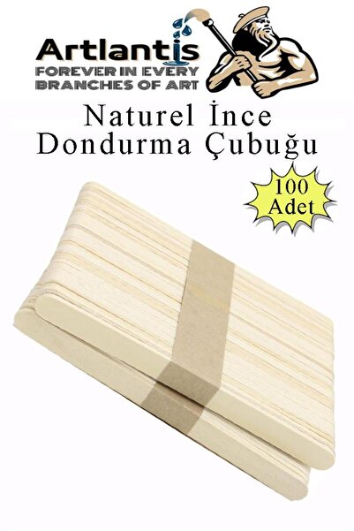 Artlantis Dar Dil Çubuğu 100 Adet Ahşap Dondurma Çubuğu Naturel Maket Hobi Ok...