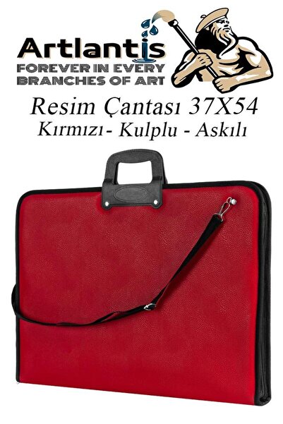 Artlantis Kırmızı Resim Çantası Fermuarlı Kulplu 37x54 cm 1 Adet Teknik Resim...