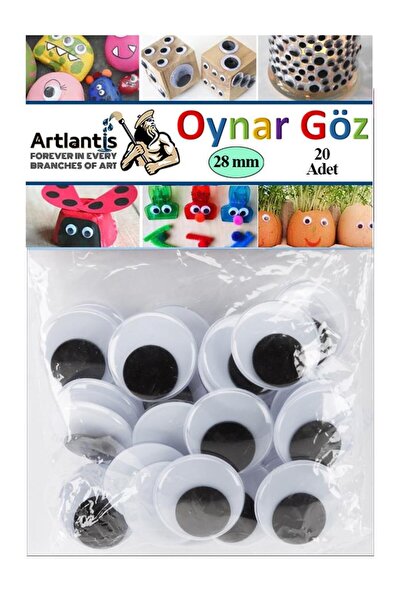 Artlantis Oynar Göz Siyah 28 mm 20 li 1 Paket Oynayan Göz 28mm Hobi Tasarım A...