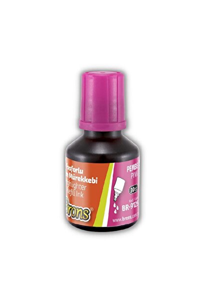 Brons Fosforlu Kalem Mürekkebi Pembe 30 ml 1 Adet İşaret Kalemi Mürekkebi 1 Adet