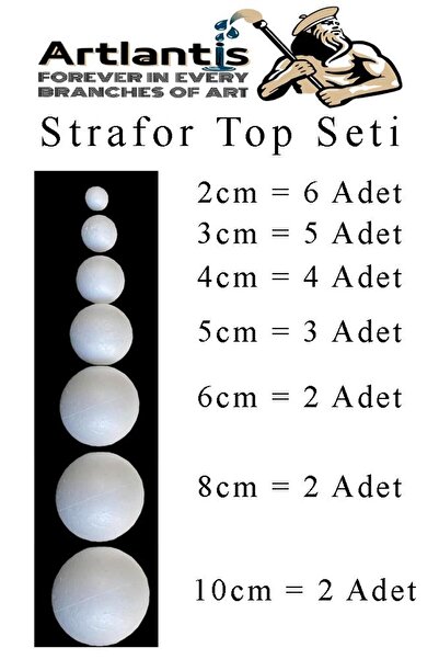 Artlantis Strofor Köpük Top 2cm 3cm 4cm 5cm 6cm 8cm 10cm 24 Adet Yuvarlak Str...