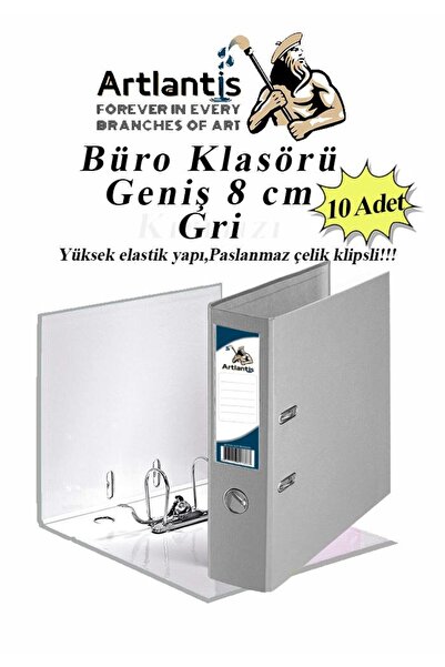 Artlantis Γκρι φάκελοι γραφείου 10 τεμαχίων - Ευρύχωροι, με κλιπ και δακτύλιο...