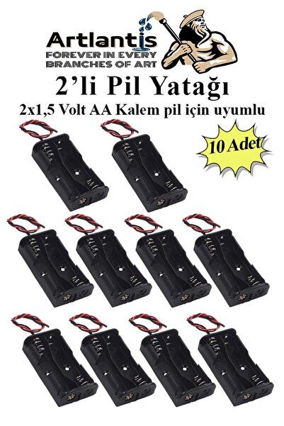 Artlantis 2 Li Pil Yatağı Deney 10 Adet Pil Yuvası Pil Kutusu Aa Kalem Kalın ...