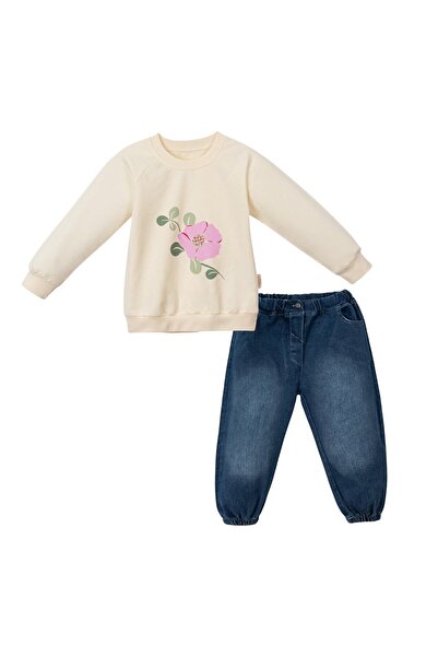 Lolons Çiçek Baskılı Kız Çocuk İkili Takım Pembe