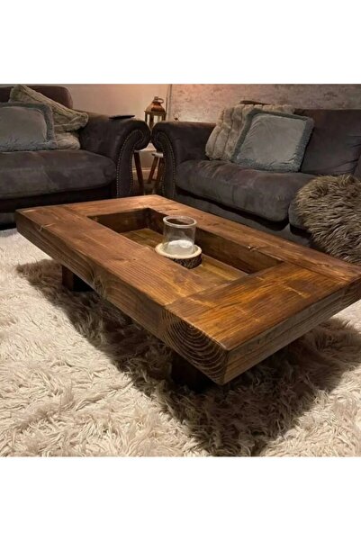 CESMİN AHŞAP Dikdörtgen çok amaçlı ahşaptan yapılmış sehpa