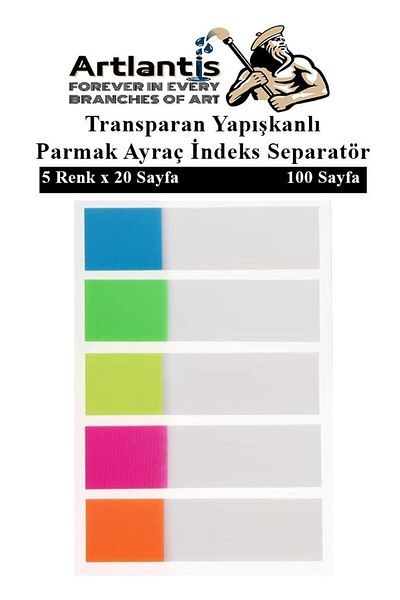 Artlantis Self-Adhesive Bookmark Postit 5 Colors 1 Piece Adhesive Note Paper Transparent Finger Mark Inde