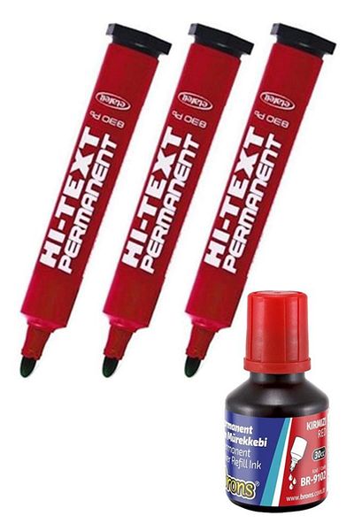 Artlantis Red Round Tip Marker Permanent Pen 3 Pieces Hi-Text Marker Ink Red 30 Ml 1 Piece Bro