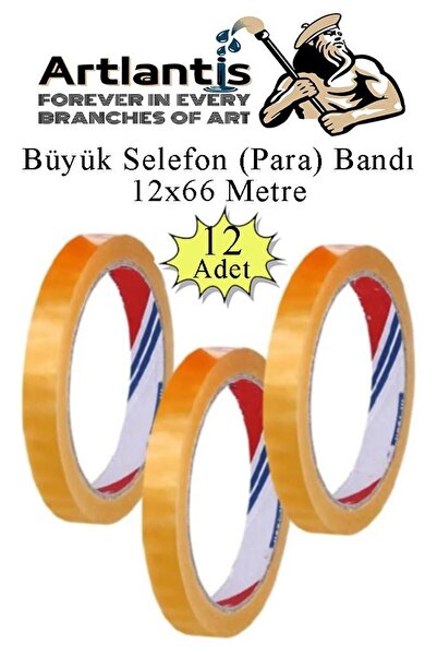 Artlantis 12x66 Metre Selefon Bant 12 Adet Büro Bandı Büyük Bant Makinelerine...