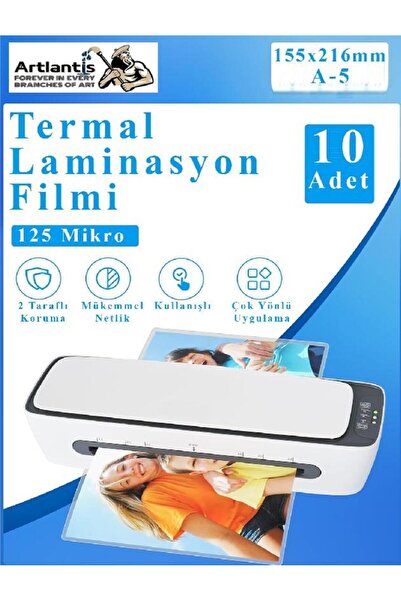 Artlantis Laminasyon Filmi Parlak A5 10 lu 1 Paket 125 Mikron Laminasyon Kaplama Pvc Kaplama Poşeti 10 Adet