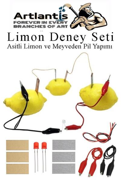 Artlantis Elektrik Limon Deney Seti 1 Paket Limondan Elektrik Üretme Seti Lim...