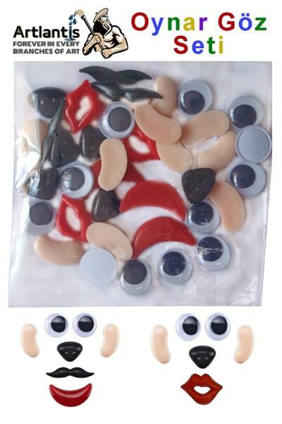 Artlantis Oynar Göz 15 mm Yüz Seti 48 li 1 Paket Ağız Kulak Burun Bıyık Dudak...
