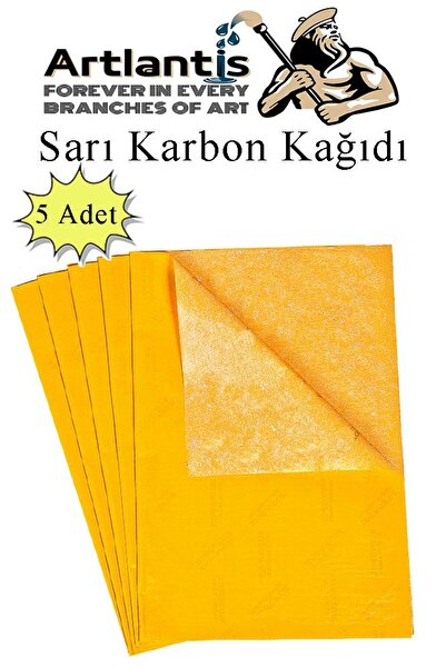 Artlantis Sarı Karbon Kağıdı A4 5 Adet 21x29,7 cm Kopya Kağıdı Transfer Kağıdı Renkli Karbon Kağıdı