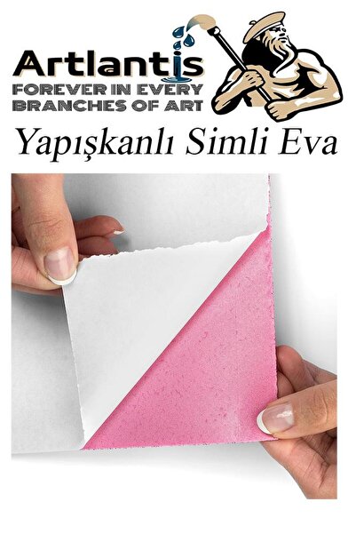 Artlantis Simli Yapışkanlı Eva 50x70 cm 10 Renk 1 Paket Simli Yapışkanlı Eva Süngeri 10'lu Okul Kreş Anasınıfı
