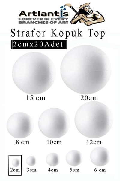 Artlantis Strafor Köpük Top 2 cm 20 Adet Köpük Top Küre Toplar Yuvarlak Straf...