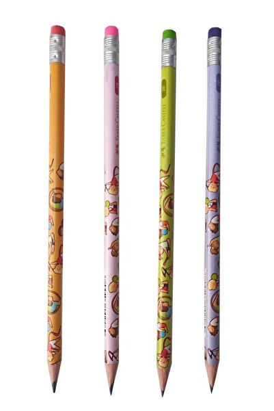 Faber Castell Kurşun Kalem Silgili 4 Adet Jimnastik 2B Siyah Kurşun Kalem Sil...